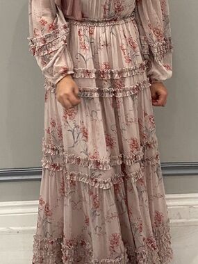 Ivy City Co Pink Floral Ruffle Tiered Maxi Dress